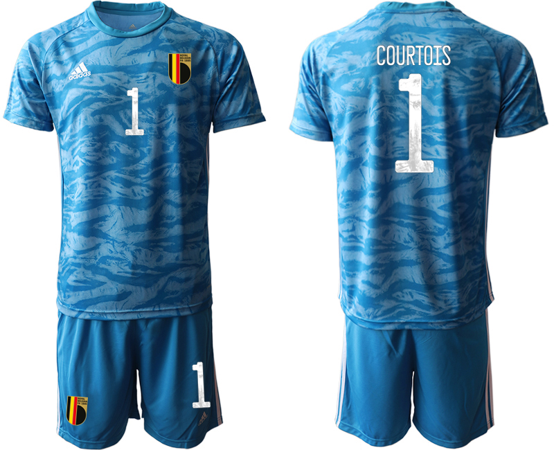 Men 2021 European Cup Belgium blue goalkeeper #1 Soccer Jerseys->belgium jersey->Soccer Country Jersey